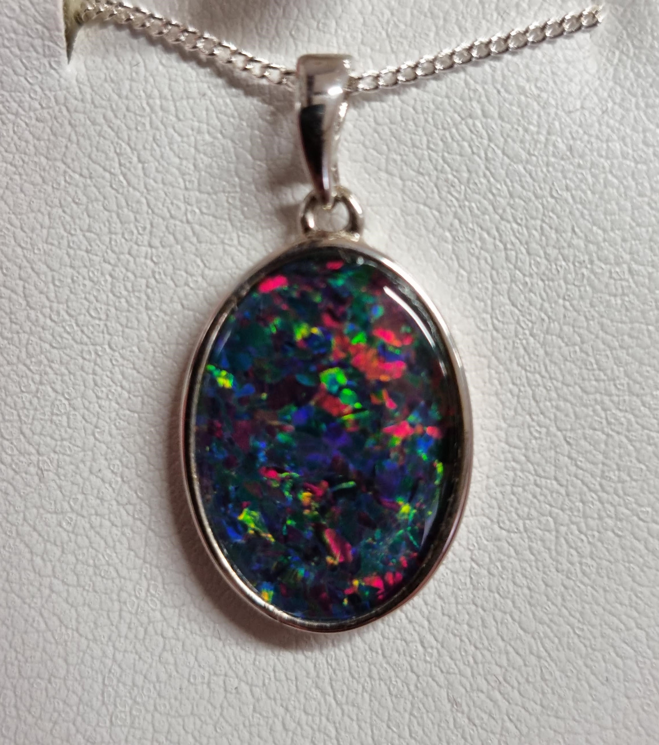 Gem Quality Opal Triplet Pendant in Sterling Silver